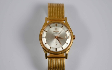 Oméga, modèle "Constellation", montre bracelet d'homme, le boîtier rond en or jaune, marqué "Oméga Automatic...