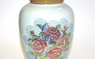 Oriental painted ceramic table vase