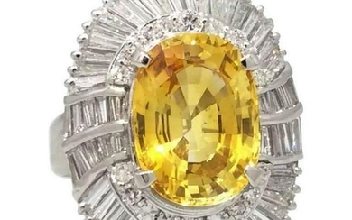 Oval Yellow Sapphire and Diamond Ballerina Ring in