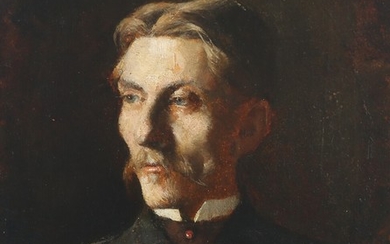 P. A. Schou: A portrait of vice consul V. Greibe. Inscribed on the reverse. Oil on cardboard. 29×24.5 cm.