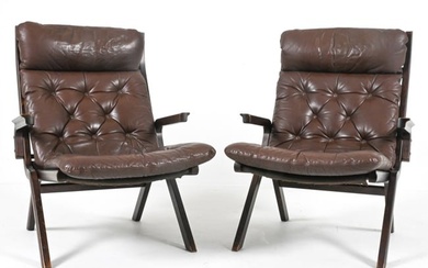 PAIR OF LEATHER ARMCHAIRS
