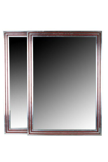 PAIR OF METAL ART DECO STYLE WALL MIRRORS