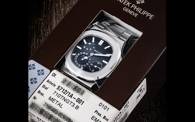 PATEK PHILIPPE. A STAINLESS STEEL AUTOMATIC WRISTWATCH WITH POWER RESERVE, MOON PHASES, DATE AND BRACELET, DOUBLE SEALED NAUTILUS MODEL, REF. 5712/1A-001, CIRCA 2018