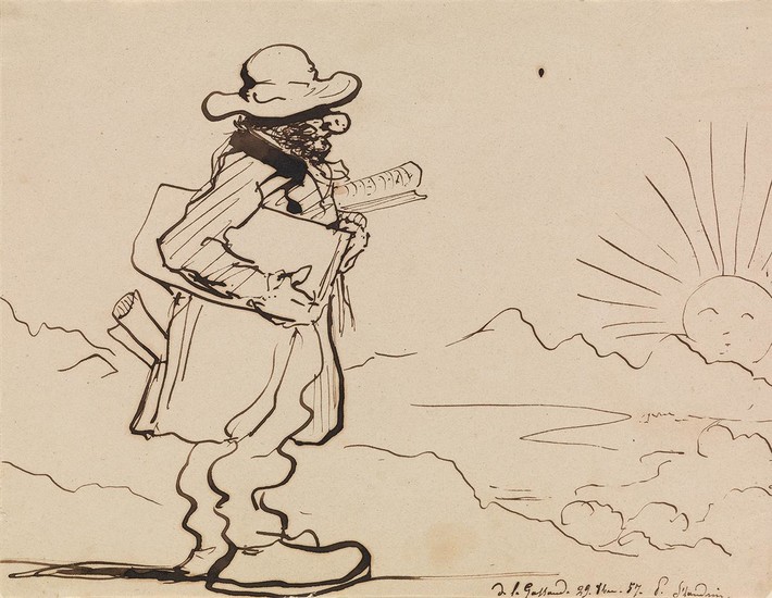 PAUL-JEAN FLANDRIN (Lyon 1811-1902 Paris) Collection of 20 pen and ink caricature drawings....