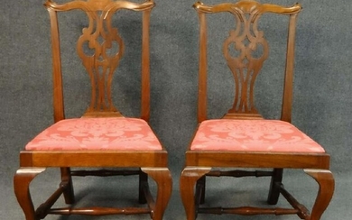 PR OF CHOICE QUEEN ANNE "OWL BACK" CHAIRS CARVED CREST