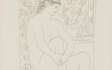 Pablo Picasso (1881-1973); Femme nue assise devant un Rideau, from La Suite Vollard;