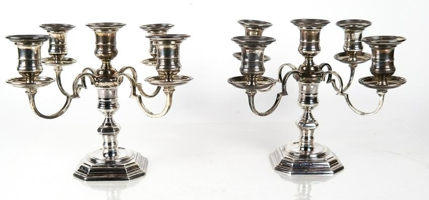 Pair Tiffany & Co. Sterling Silver Candelabra