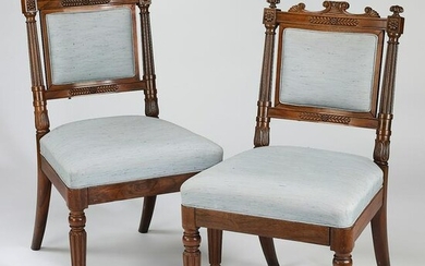 Pair of 19th c. Victorian carved walnut chairs