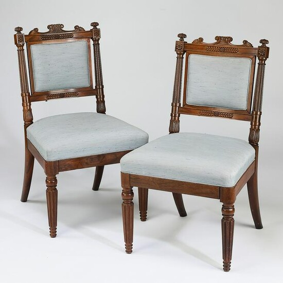 Pair of 19th c. Victorian carved walnut chairs