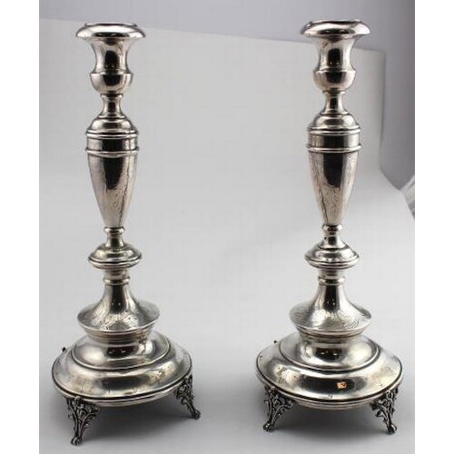 Pair of Austro-Hungarian (tests as 800 silver) candlesticks ...