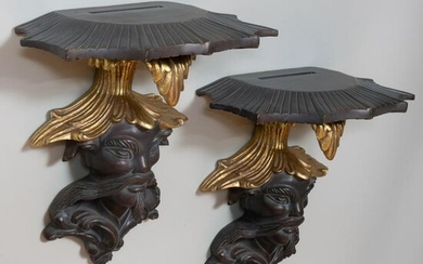 Pair of Chinoiserie Composite Wall Brackets