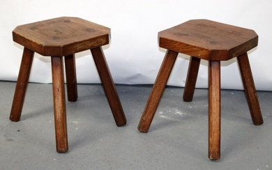 Pair of French oak farmhouse stools