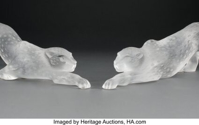Pair of Lalique Clear and Frosted Glass Zeila P