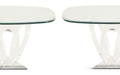 Pair of Lucite and Plate-Glass Coffee Tables