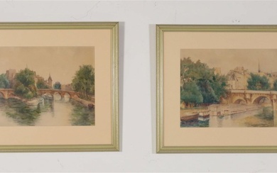 Pair of Pierre Laprade Watercolors Cityscapes