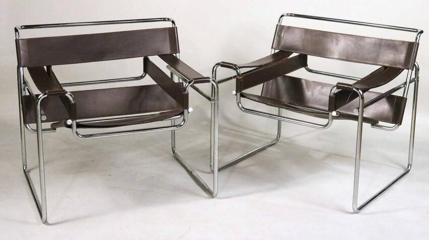 Pair of Wassily Leather-and-Chrome Chairs