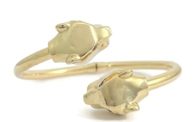 Panther Head Garnet Eye Wrap Bangle Bracelet 14K Yellow Gold 7.5 Inches 22.02 Gr