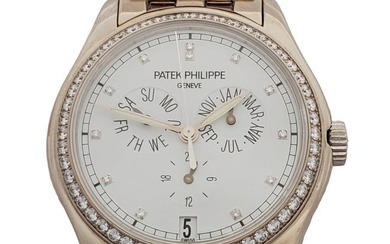 Patek Philippe 5037/1G 18k White Gold Diamond Annual Calendar Mens Watch Box Papers
