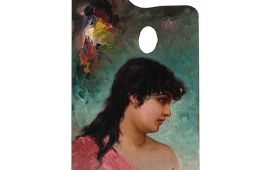 Peintre polonais T. Sliwinsky "Portrait d'une femme du sud" Vers 1900 1900 Huile sur panneau...