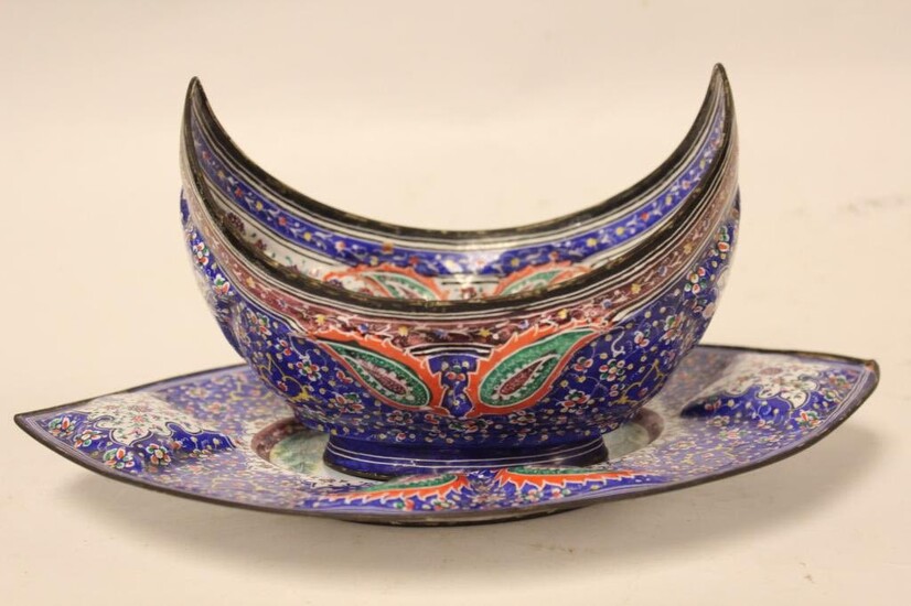 Persian Hand Paint on Cooper Bowl and Plate