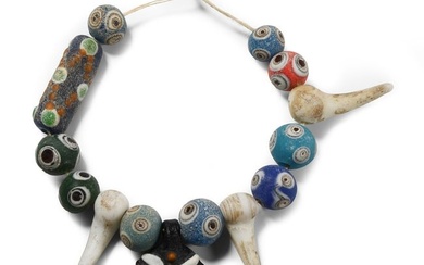 Phoenician Style Glass Bead and Pendant Necklace