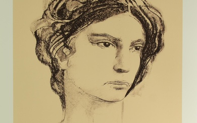 Pietro Annigoni (1910 - 1988) RITRATTO FEMMINILE litografia, cm 70x50; es....