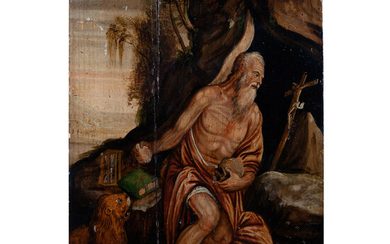 Pittore veneto del XVI secolo, San Girolamo nel deserto