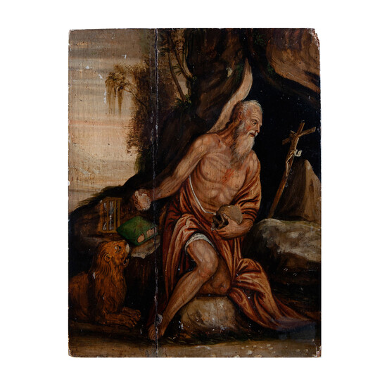 Pittore veneto del XVI secolo, San Girolamo nel deserto