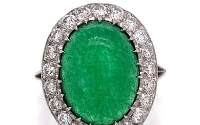 Platinum Jade Diamond Ring