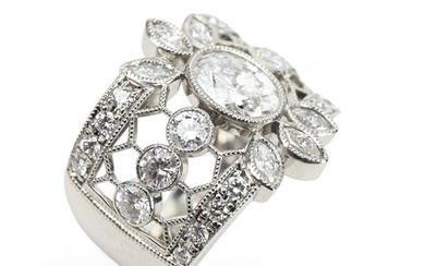 Platinum & Diamond Layered Edwardian Style Ring
