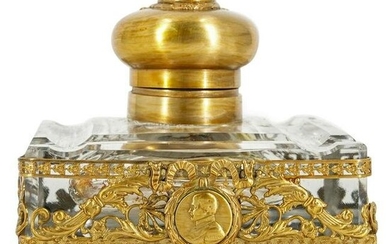 Poss. Baccarat French Crystal & Gilt Bronze Inkwell