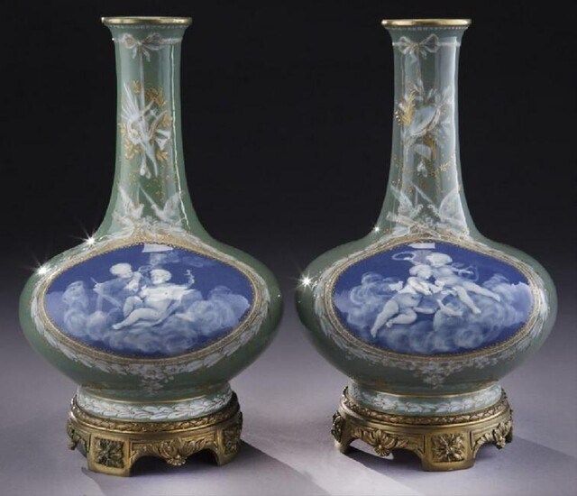 Pr. Pate-Sur-Pate Porcelain Vases