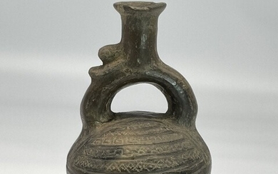 Pre-columbian Inca Ceremonial Stirrup Pottery Vessel