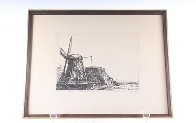 Rembrandt “The Windmill” Signed Restrike Etching