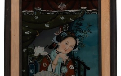 Reverse Painting On Glass - Chinese Portrait