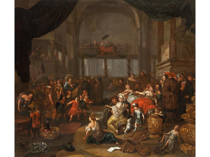 Richard Brakenburgh, 1650 Harlem – 1702 ebenda, ABSCHIED DES FELDHERRN URIJA VON BATSEBA