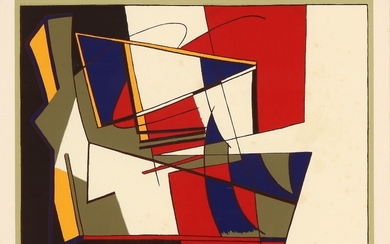 Richard Mortensen: Compoition from “Jeunes peintres d'aujourd'hui”, 1954. Signed Mortensen. Serigraph in colours. Vsible size 40×53 cm.