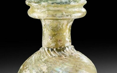 Roman Glass Sprinkler Flask w/ Swirled Body