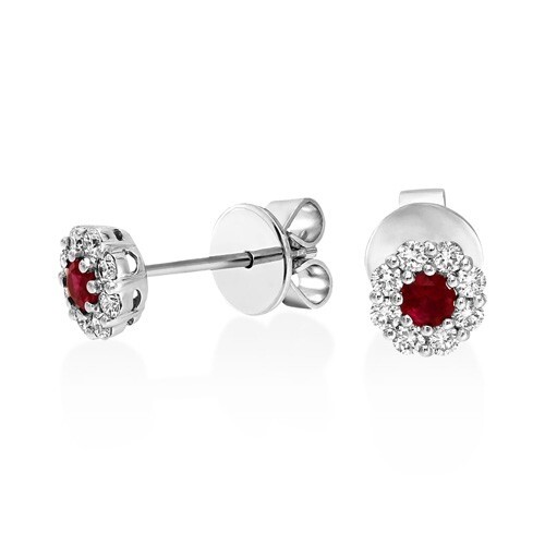 Ruby Earrings set with 0.25ct. Rubies and 0.34 ct. diamonds....