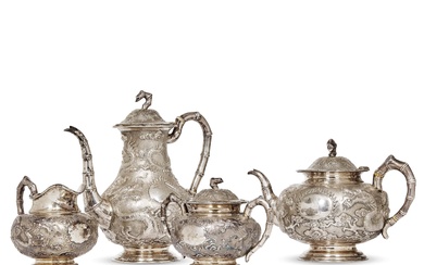 SERVED WITH TWO TEAPOTS, A SUGAR BOWL AND A JUG, CHINA, QING DYNASTY, 19TH CENTURY