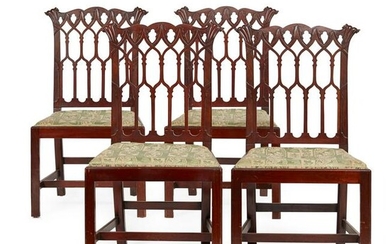SET OF FOUR LARGE 'GOTHIC CHIPPENDALE' STYLE DINING