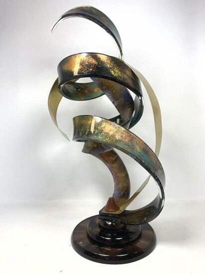 SHLOMI HAZIZA Lucite Metal Ribbon Modern Sculpture. Tor