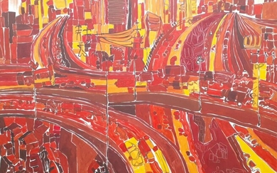 Sandra Lapage (Brazilian School), "City View, 2006" acrylic on canvas, 125 x 145 cm