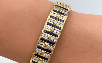 Sapphire & Diamond Bangle Bracelet 18k Yellow