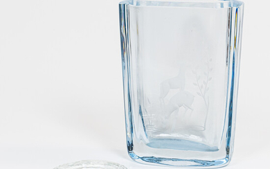 Scandinavian Art Glass Vase and Taper Holder