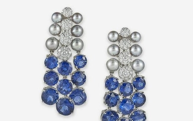 Seaman Schepps Diamond & Sapphire Earrings