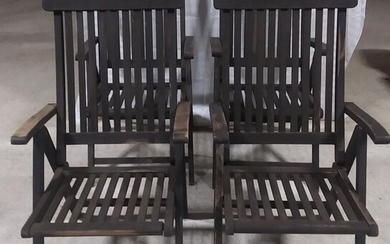 Set of 4 adjustable teak chairs
