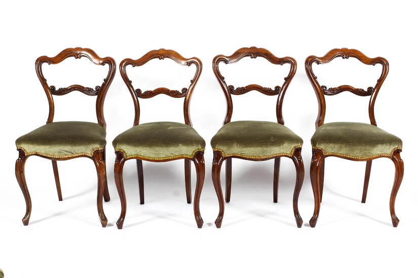 Set of four Victorian rosewood dining chairs