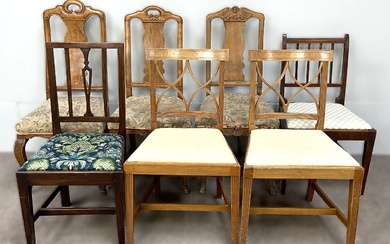 Seven assorted dining chairs, including Queen Anne style chairs, etc (7)