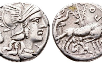 Sex. Pompeius Fostlus, Rome, 137 BC. AR Denarius (19 mm, 3.89 g).